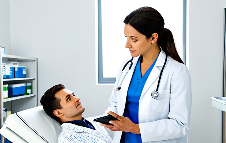 원신 유료 컨텐츠 사용 가이드 - **Prompt:** "A professional female doctor, fully clothed in a modest white coat, examining a patient...