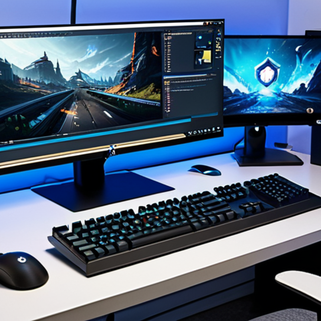 원신 데스크톱 최적화 - Optimized Computer Setup**

A clean and organized desktop setup with a modern gaming PC, keyboard, a...