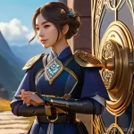 원신 계정 보안 설정 - **A Powerful Password as a Digital Lock:** A confident, modestly dressed Genshin Impact-style female...