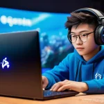 원신 성능 최적화 방법 - **Prompt:** A young, focused gamer, dressed in comfortable, modern casual wear (like a hoodie and je...